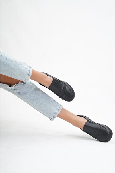 Deripabuc Genuine Leather Black Women's Leather Casual Shoes Trc-0502