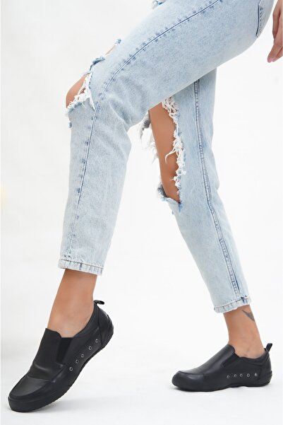 Deripabuc Genuine Leather Black Women's Leather Casual Shoes Trc-0502