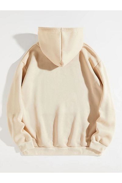 ALİKA Φούτερ Unisex Μπεζ Kangaroo Pocket Oversize