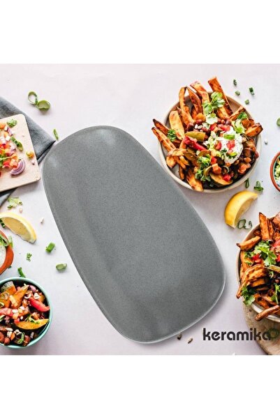 Keramika Tetra 28 Cm Kayık Tabak Artistik Gri 2 Adet