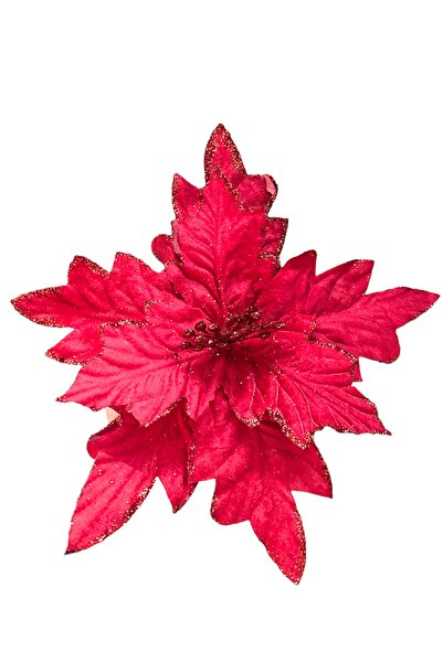 DMS DEKOR Yılbaşı Ağacı Çiçeği Ata Çiçeği Yapay Puansetya 30 Cm