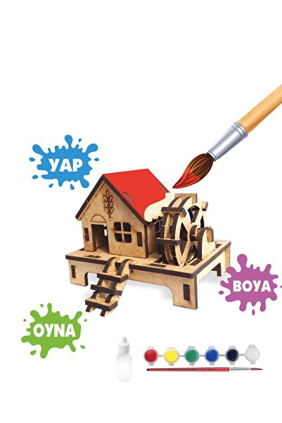 robotikşeyler Su Değirmeni Ahşap Boyanabilir Stem Set