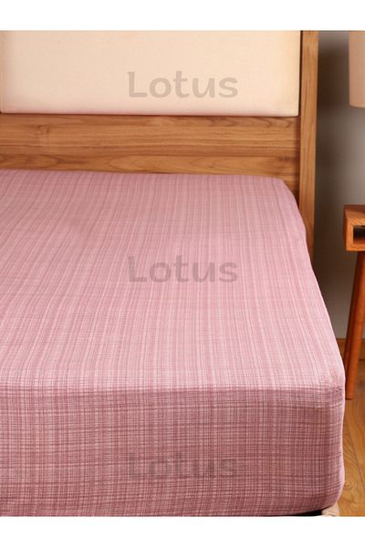 Lotusline طقم ملاءة سرير مرنة بنمط فرشاة Ranforce مع وسادة مفردة باللون الوردي 120x200