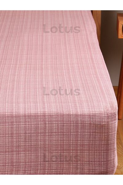 Lotusline طقم ملاءة سرير مرنة بنمط فرشاة Ranforce مع وسادة مفردة باللون الوردي 120x200
