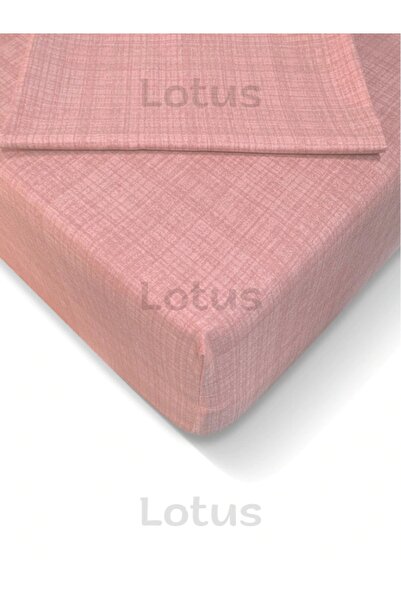 Lotusline Brush Pattern Ranforce Elastic Fitted Bed Sheet Set Single Pillow Pink 120x200