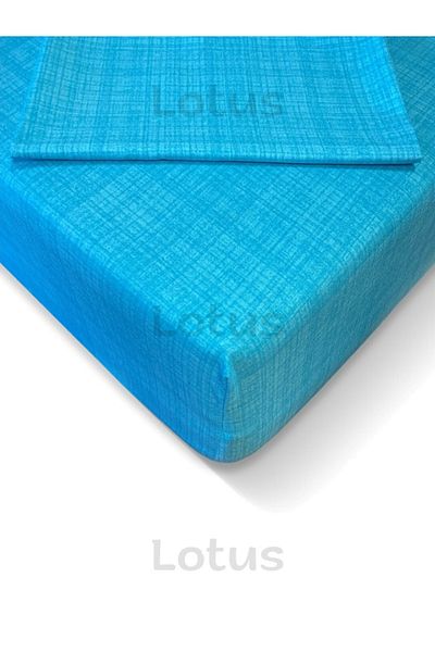 Lotusline طقم ملاءة سرير مرنة بنمط فرشاة Ranforce مع وسادة مفردة باللون الأزرق 120x200