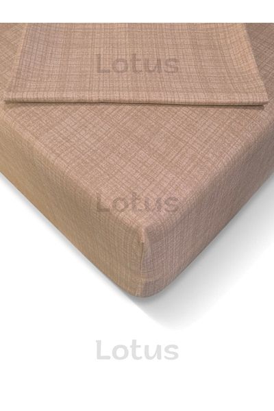 Lotusline طقم ملاءة سرير مرنة بنمط فرشاة Ranforce مبطنة باللون البني مقاس 120x200