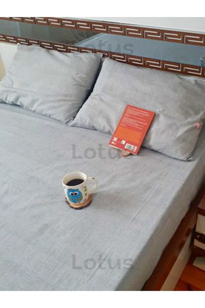 Lotusline Brush Pattern Ranforce Elastic Fitted Sheet Set Single Pillow Gray 120x200