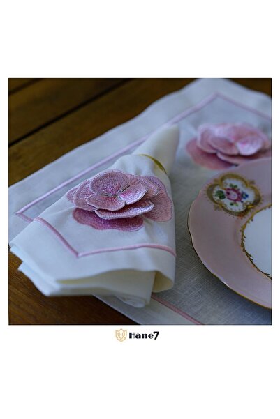 Hane7 Peony Boyutlu Keten Amerikan Servis&Servis Peçetesi