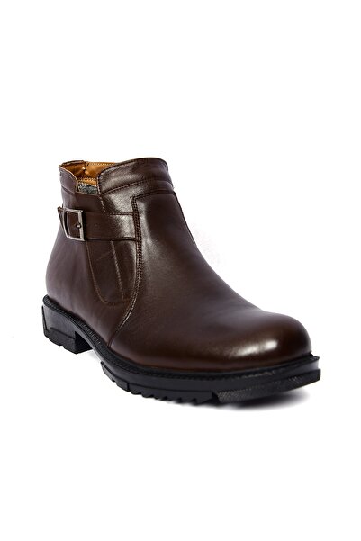 Bay Pablo B155 Kahverengi Hakiki Deri Içi Kürklü Fermuarlı Erkek Bot