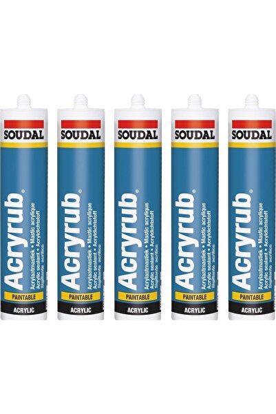 NSP Soudal Acryrub Silikonize Mastik 500 Gram 5'li Paket Beyaz