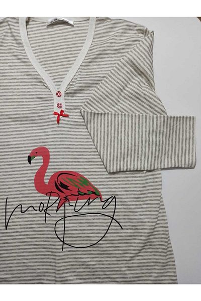BAHHAR Plus Size, V-Neck, Viscose Fabric, Long Sleeve, Pocket, Women's Pajamas Set