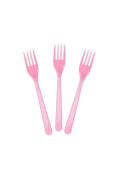 DÜVENCİ TİCARET Pink Plastic Fork - Pack of 25