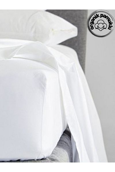 Lotusline Σετ σεντόνια από ύφασμα King Size Luxury Cotton 180*200 με ελαστικά μαξιλάρια - Λευκό