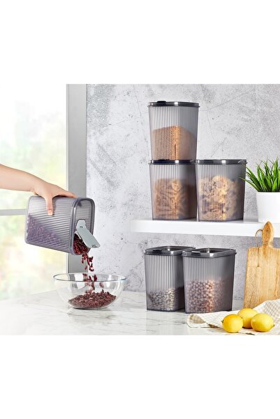 Pazarika Pratik Kapak 2,5 Lt Erzak Bakliyat Saklama Kabı 6 Adet