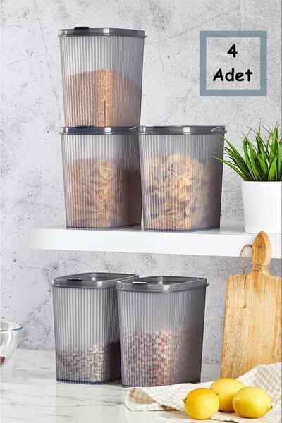 Pazarika Pratik Kapak 2.5 Lt Erzak Bakliyat Saklama Kabı 4 Adet