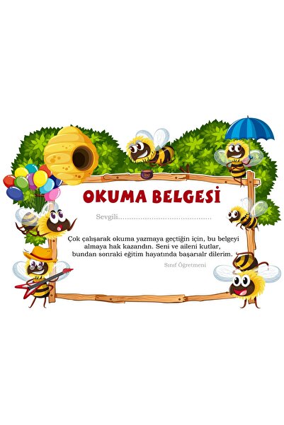 TELLGRAF REKLAM HİZMETLERİ Okullar Için Okuma Belgesi(a4 - 12 Ad)