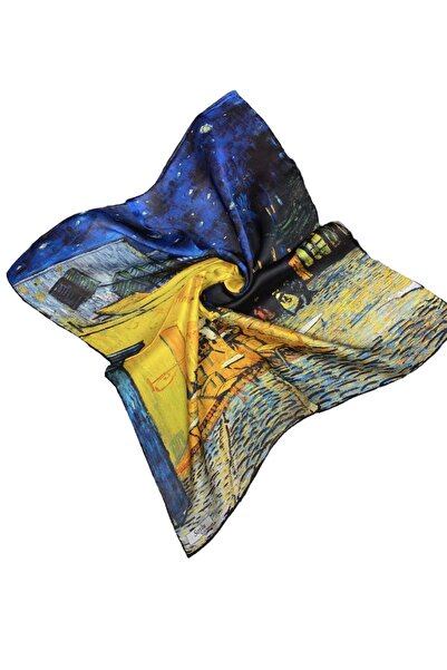 Soyluİpek Van Gogh Teras Kafede Bir Gece Ipek Tablo Bandana Fular