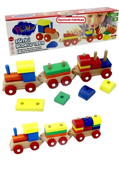 Miajima Playwood Oyuncak Ahşap Tren Bultak Tren Geometrik