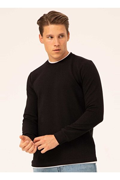 SÜVARİ O Yaka Armürlü Siyah Erkek Kazak Tr2013700262