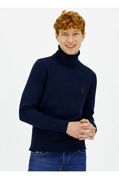 U.S. Polo Assn. Ανδρικό πουλόβερ με ζιβάγκο Navy Blue Forbes-sk21