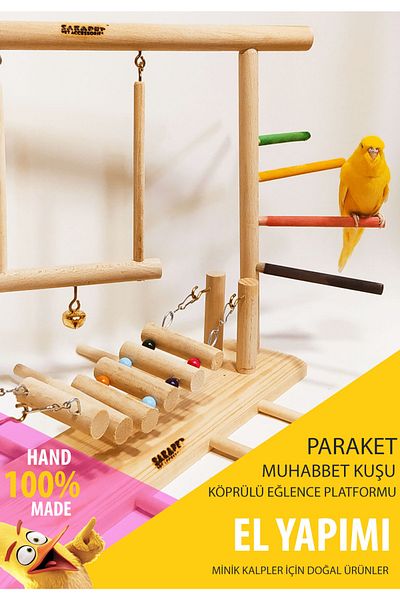 SAKAPET Natural Wood - Paraket, Budgie and Bridge Fun Track