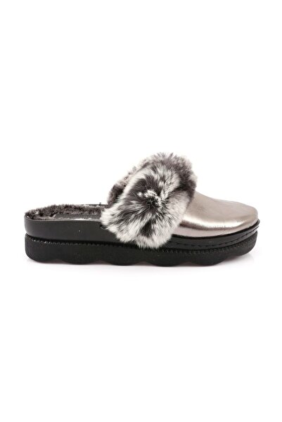 Meshure Women's Silver Fur Thick Sole Slippers 20K 105