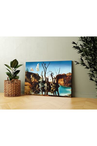 Carmen Salvador Dali - File Yansıyan Kuğular Kanvas Tablo