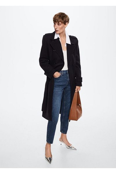 DRC trend Blugi cu fermoar Mom Fit Lycra albastru închis