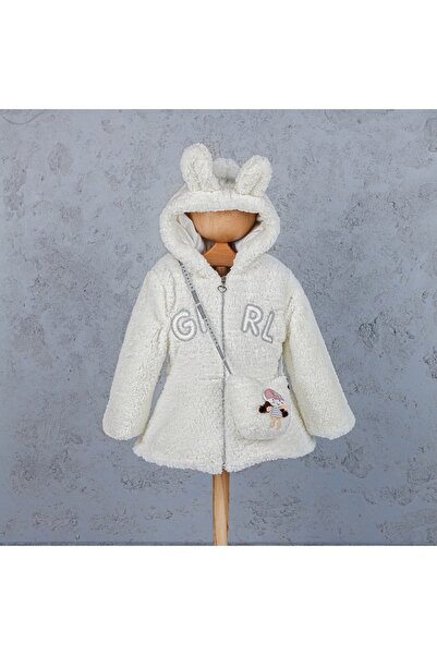 Hippıl Baby Hippıl Kız Sevimli Tavşancık Kapüşomlu Şeker Çantalı Lüxs Polar Mont