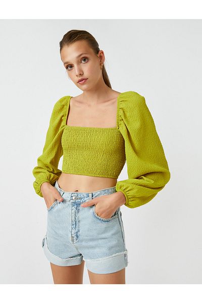 Koton Gipe Detailed Crop Blouse Modal