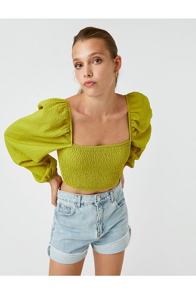 Koton Gipe Detailed Crop Blouse Modal