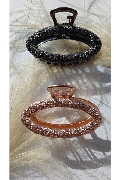 İLKYAZ Aksesuar 2'li Kabartmalı Metal Mandal Toka Set