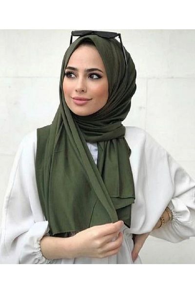 HAR-UM Ticaret Hijab Γυναικείο χτενισμένο βαμβακερό σάλι Χακί