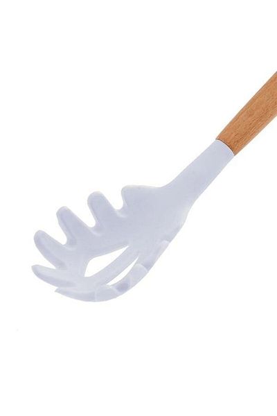Senin Dükkanın Bamboo Handle Silicone Pasta, Salad Spoon Cream