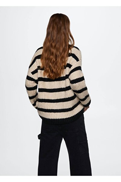 MANGO Woman Düğmeli Çizgili Hırka