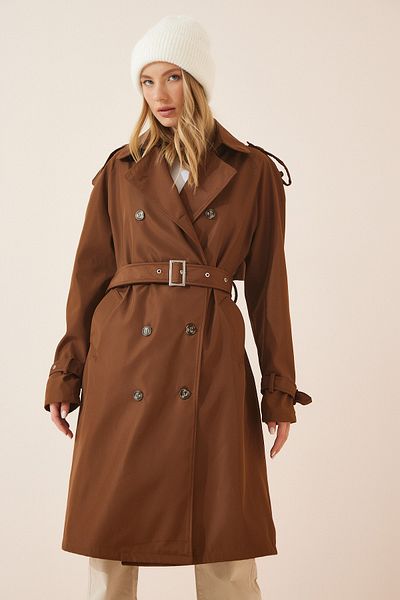 Happiness İstanbul Trenchcoat - Braun - Zweireihig
