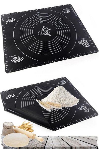 Tilbe Home Silicone Dough Rolling Mat Measured Heat Resistant Dough Kneading Mat Colorful Kitchen Pastry Baking Mat