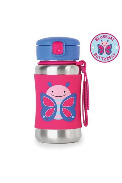 Skip Hop Zoo Thermos Water Bottle with Straw Butterfly