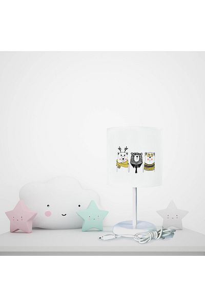 BAMBAŞKA MODA Gray Lampshade with Lion Pattern
