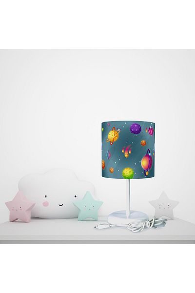 BAMBAŞKA MODA Planet and Galaxy Patterned Lampshade