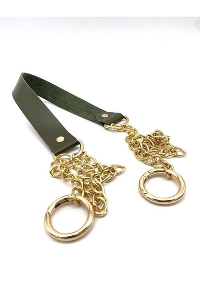 angel çanta aksesuar Single Layer Faux Leather Khaki Color Thin Chain Handle Light Gold Metal
