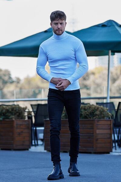 JAKARLI Унісекс Білосніжний товстий вельветовий корсет На флісі Тонка облягаюча водолазка Bogazli Пуловер