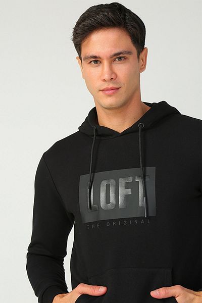 Loft Мъжки черен суитшърт с щампа Lf 2025698