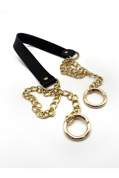 angel çanta aksesuar Black Faux Leather - Single Layer, Thin Chain, Handle Light Gold Metal