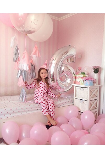 MFM Σετ μπαλόνια από ασημένιο φύλλο για πάρτι 6 ετών