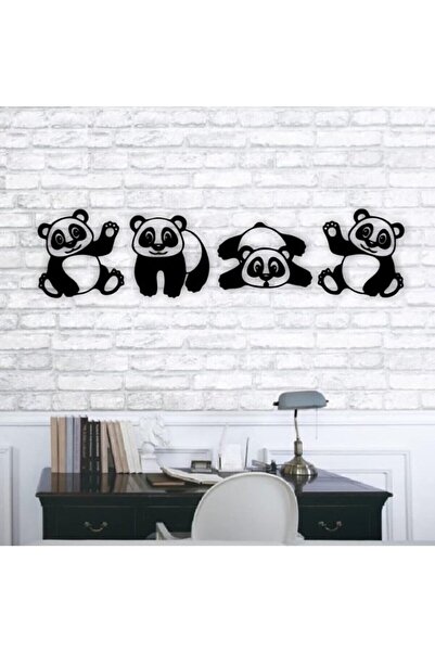 10kdekor 4' Lü Panda Dekoratif Tablo Duvar Süsü - Duvar Dekoru ( 25x25 Cm ) M...