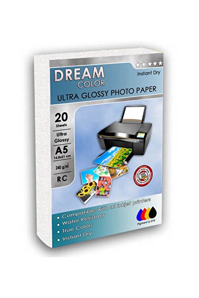 dreamcolor Hp Yazıcılar İçin Ultra Parlak Fotoğraf Kağıdı A5 (15x21) 20 Yapra...