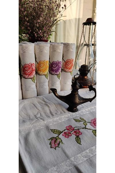 Z&N STYLE My mother is 50x90 cm. Jacquard Cross Stitch Embroidered Dowry Luxury Towel Set of 6