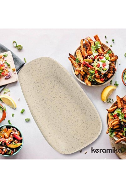 Keramika Tetra 28 Cm Kayık Tabak Artistik Krem 2 Adet
